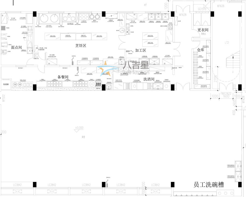 广州新莱福食堂厨房工程设计图