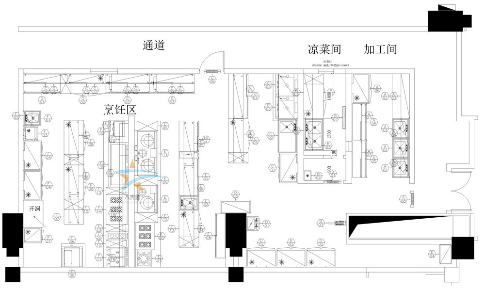 深圳帝先生高级会所厨房工程设计图